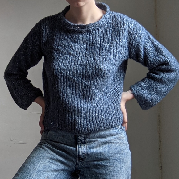 Knit Blue and Silver Autumn Sweater - Picture 3 of 7